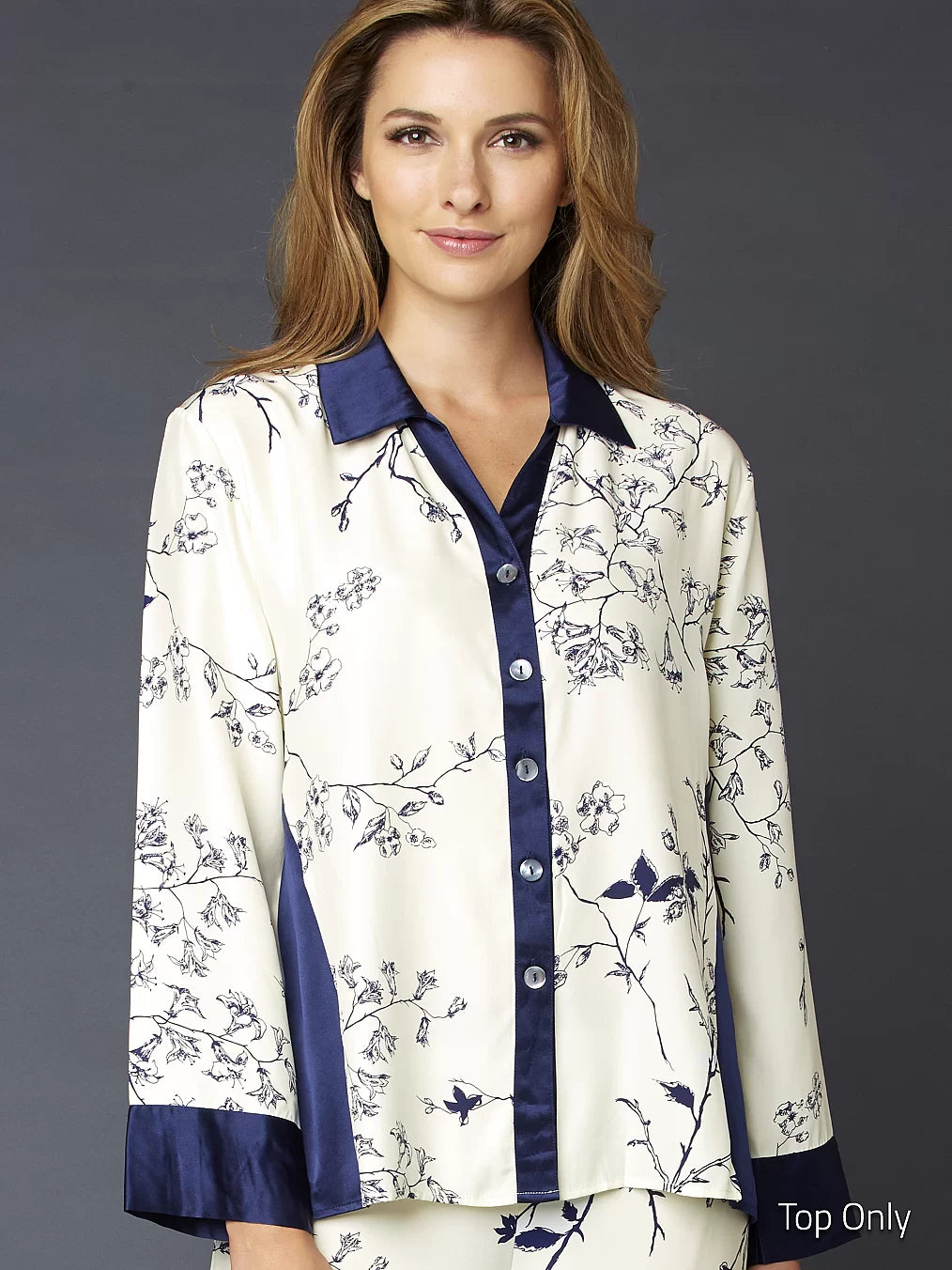Jewel Garden Silk Pajama Top